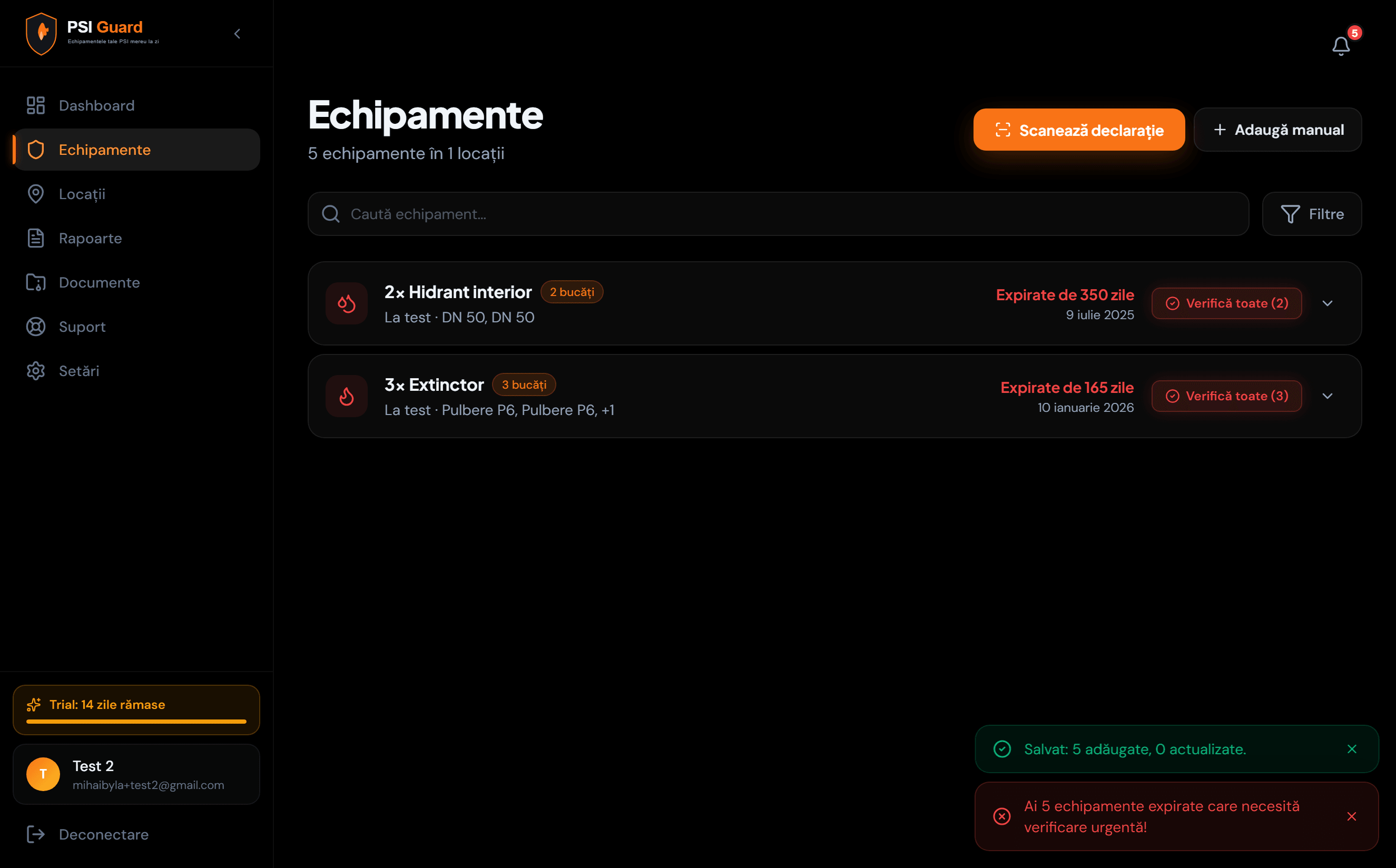 Lista de echipamente cu termene expirate, pe locații